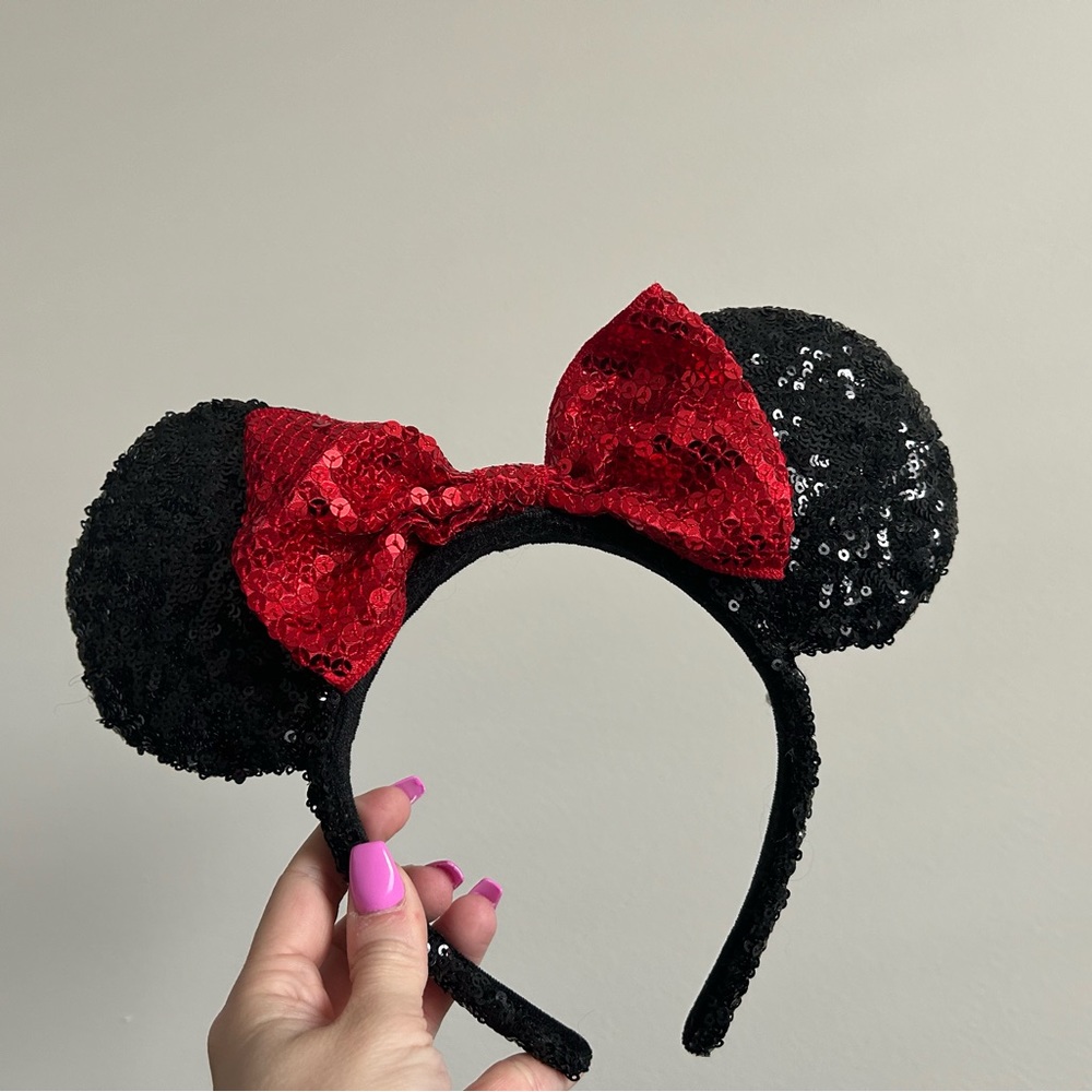 Disney Parks Red and Black Ears Headband